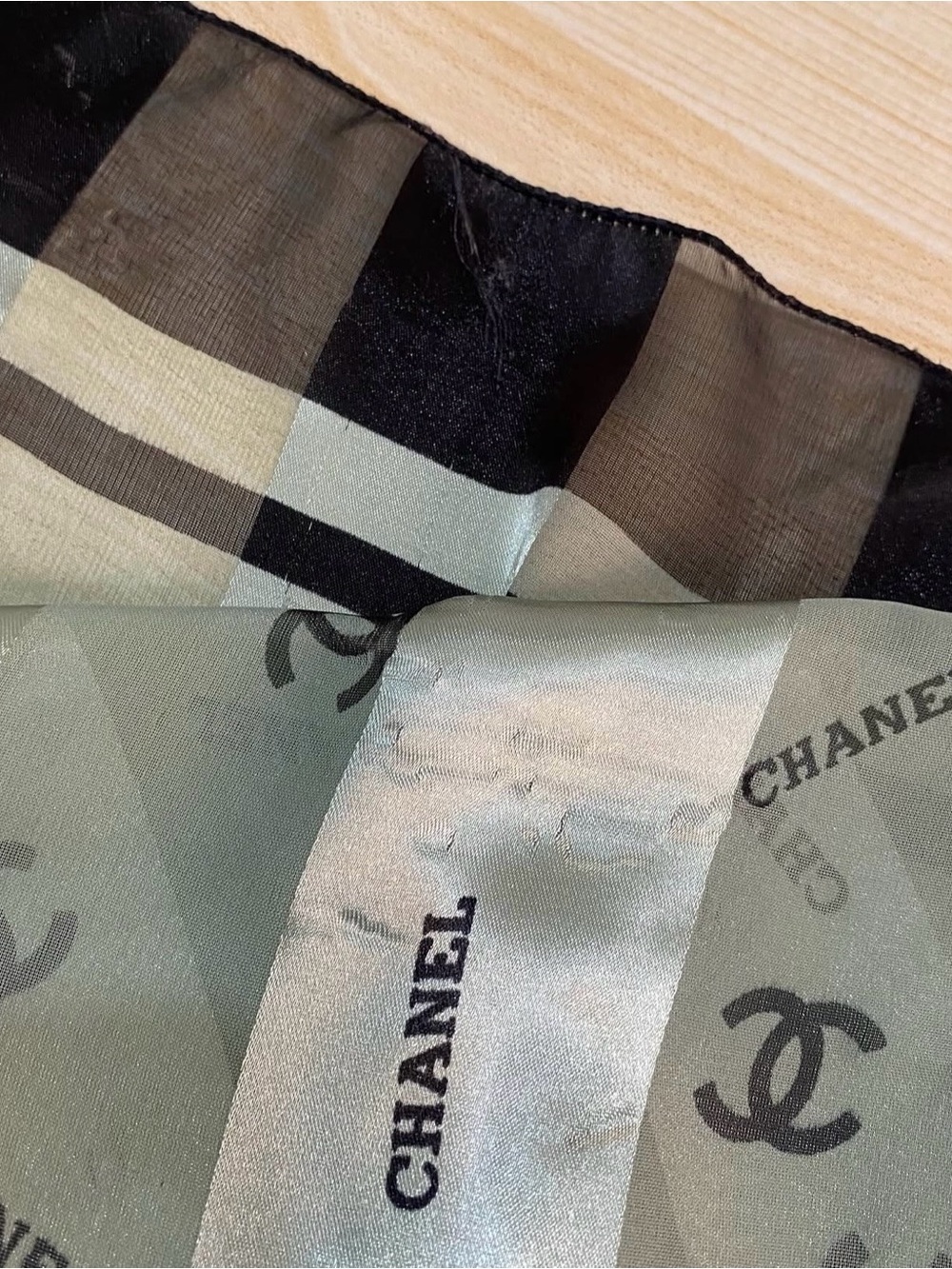 Logo Silk Scarf in Mint Green and Black - Picture 3 of 3